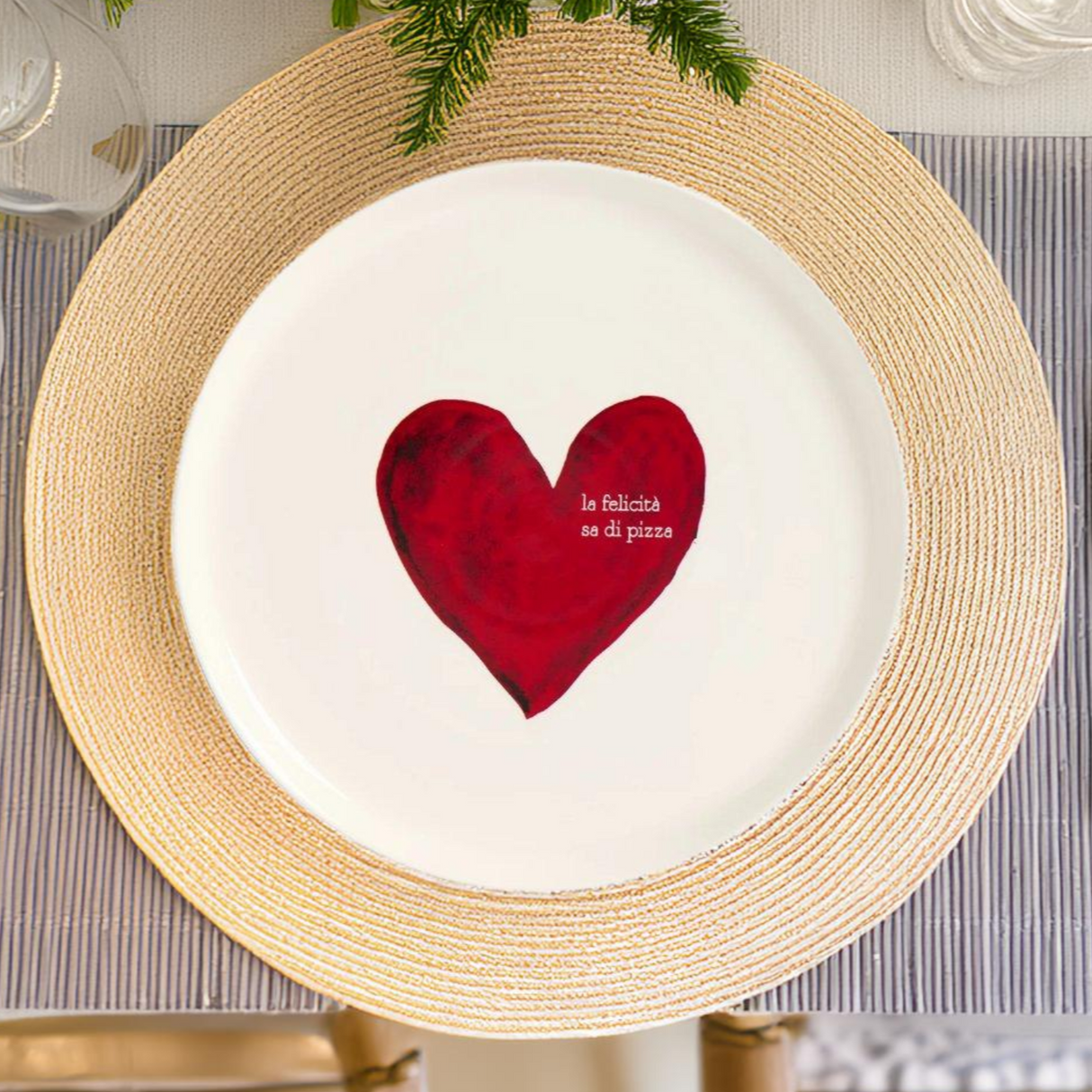 Piatto Pizza in Grès Serigrafato - La Felicità sa di Pizza