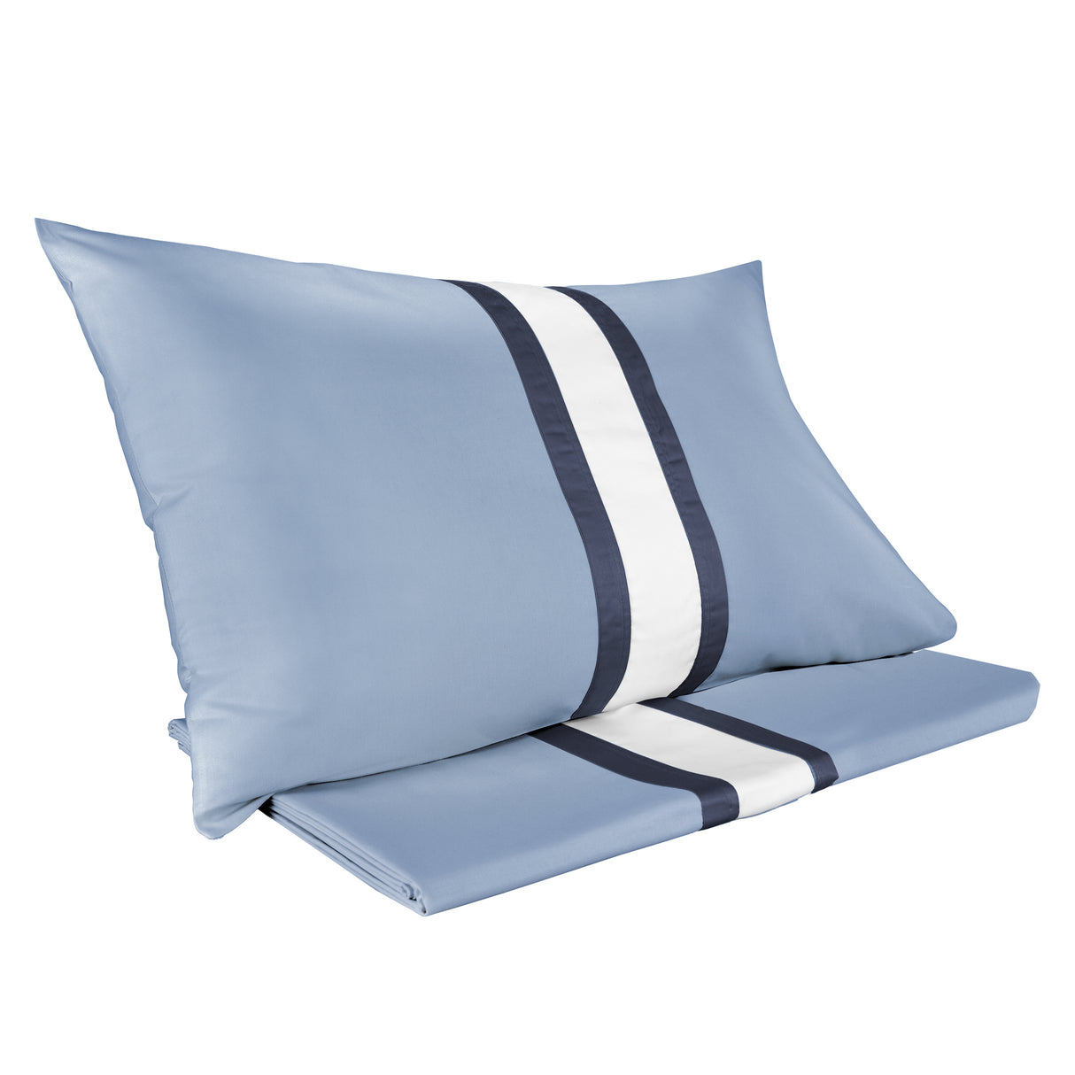 Parure Copripiumino in Percalle di Cotone Balza a Contrasto - Pitagora