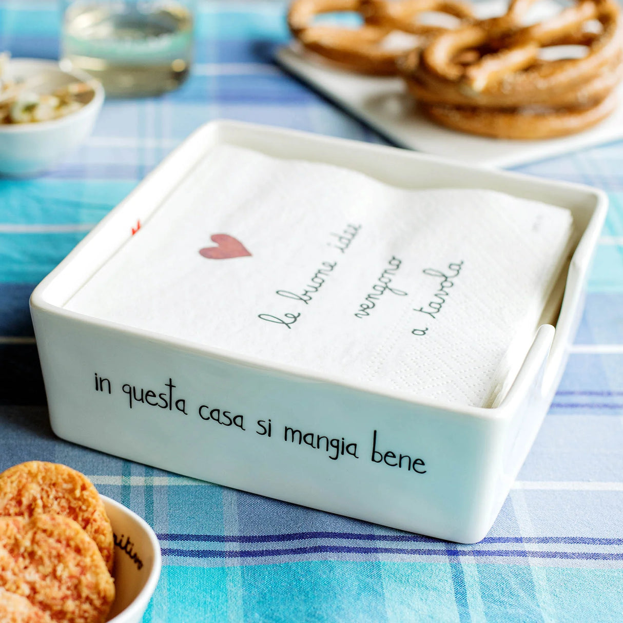 Portatovaglioli in Grès Serigrafato - In Questa Casa si Mangia Bene