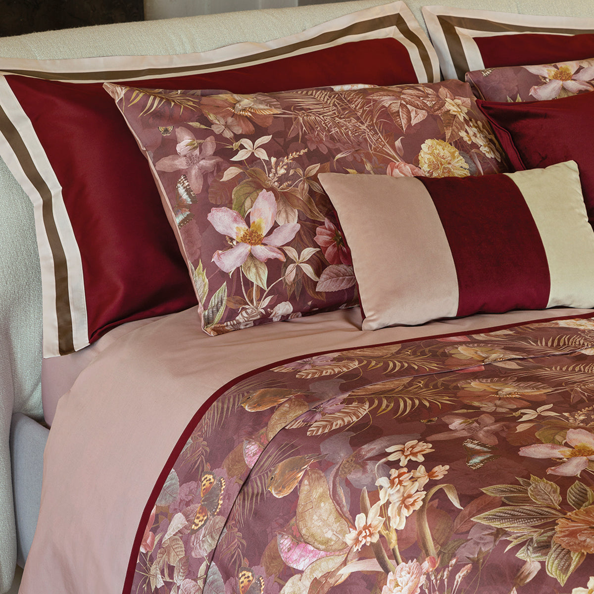 Completo Lenzuola in Raso Di Cotone Fantasia Floreale - Protea