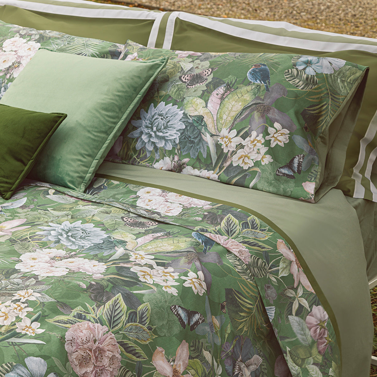 Completo Lenzuola in Raso Di Cotone Fantasia Floreale - Protea