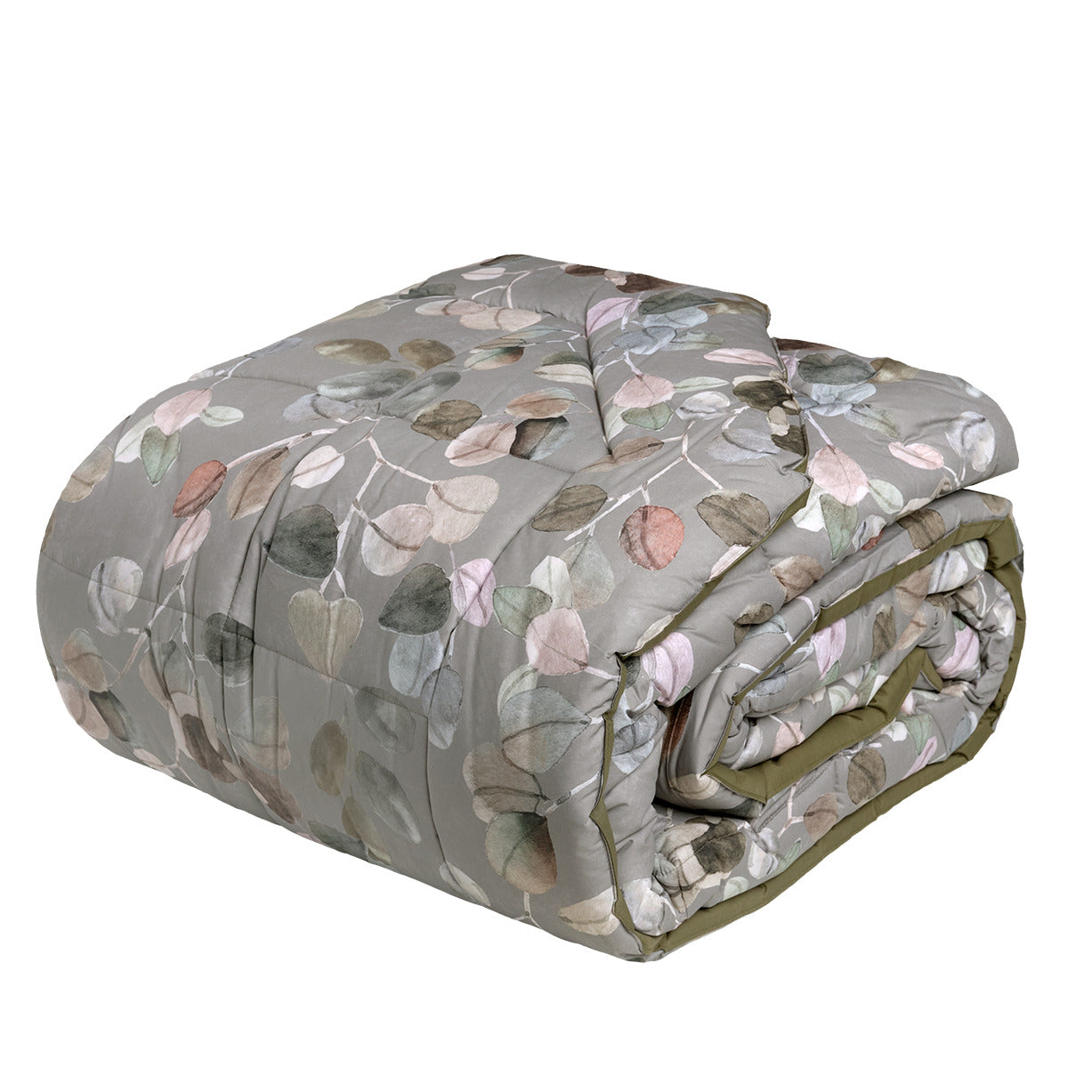 Trapunta in Percalle di Puro Cotone Fantasia Foglie di Eucalipto - Sabi Sabi