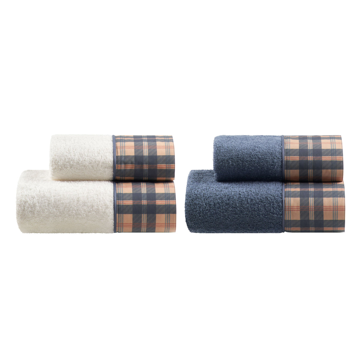 Set 2 Coppie in Spugna di Cotone con Balza in Percalle - Silene