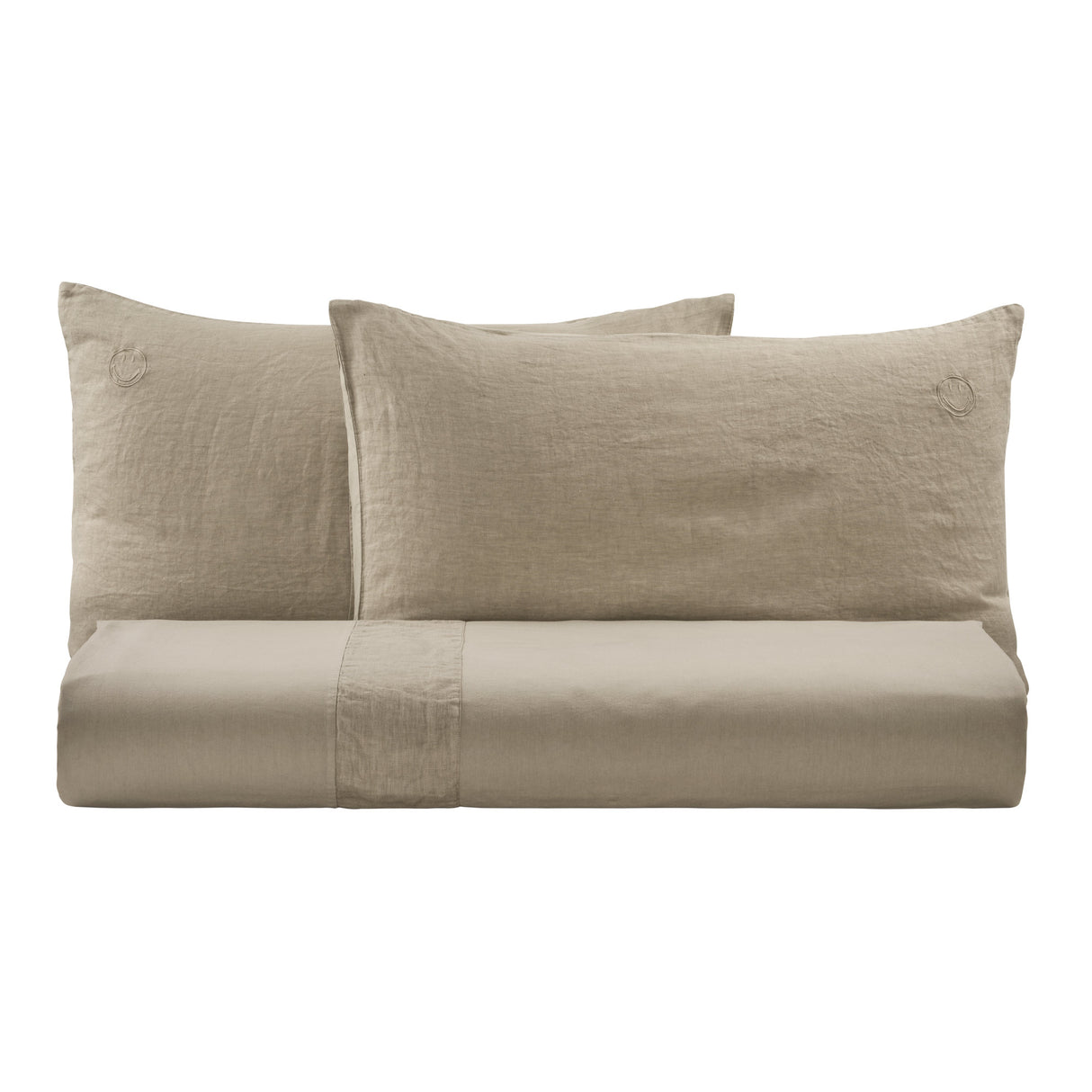 Parure Copripiumino in Lino e Cotone con Ricamo - Face