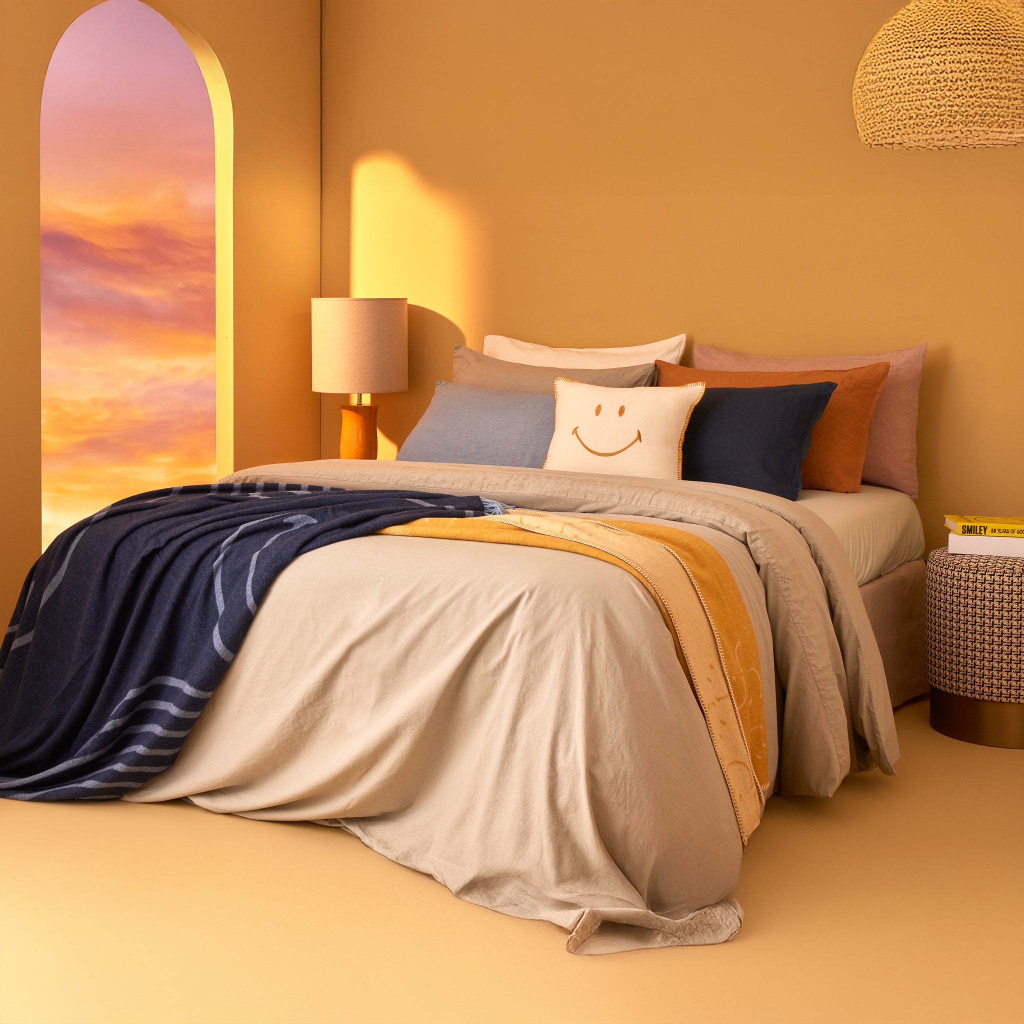 Parure Copripiumino in Lino e Cotone con Ricamo - Face