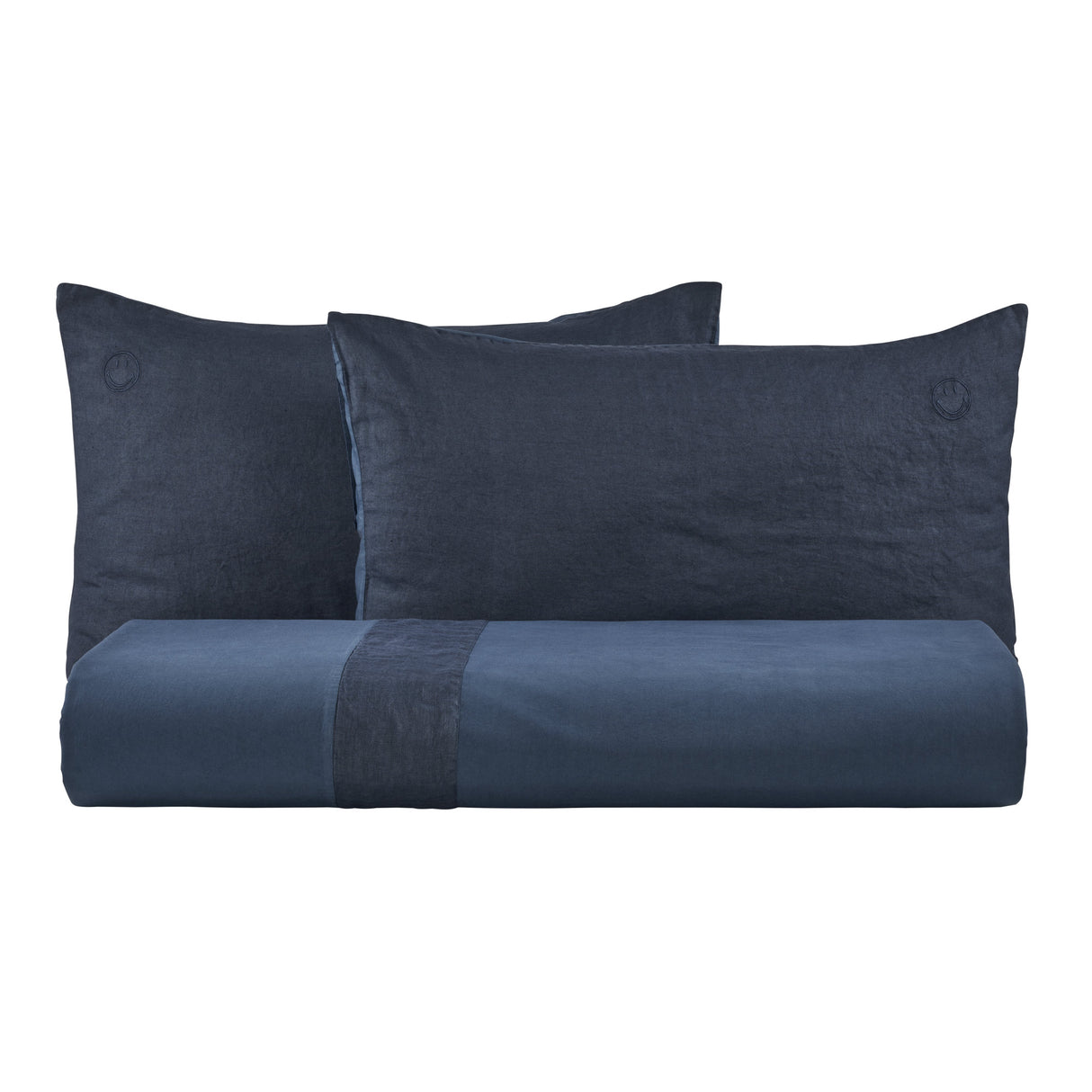 Parure Copripiumino in Lino e Cotone con Ricamo - Face