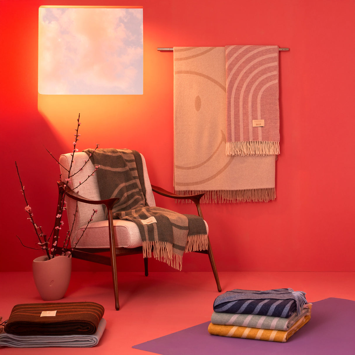 Plaid in Lana con Lavorazione Jacquard - Face