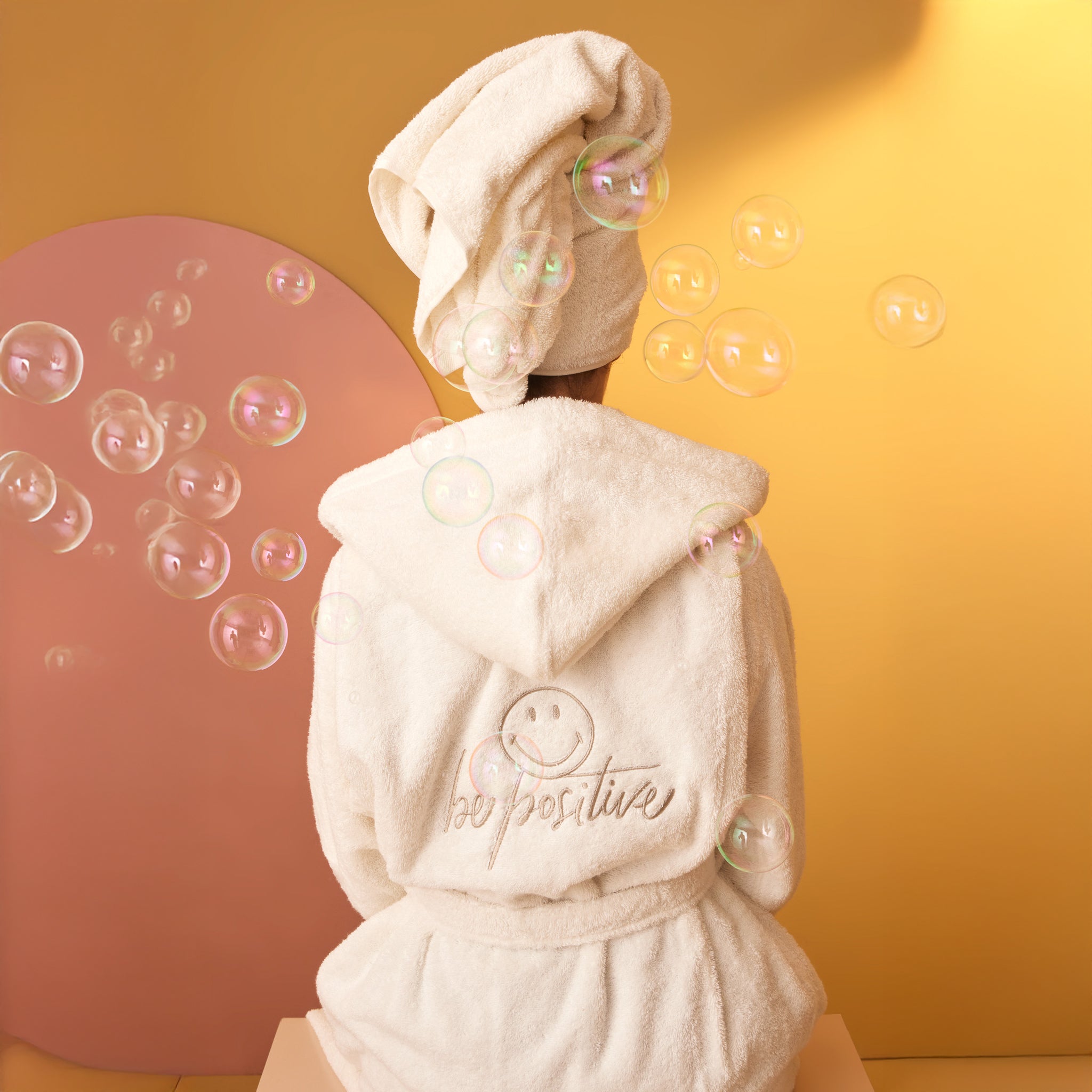 Accappatoio con Cappuccio in Spugna di Cotone - Be Positive