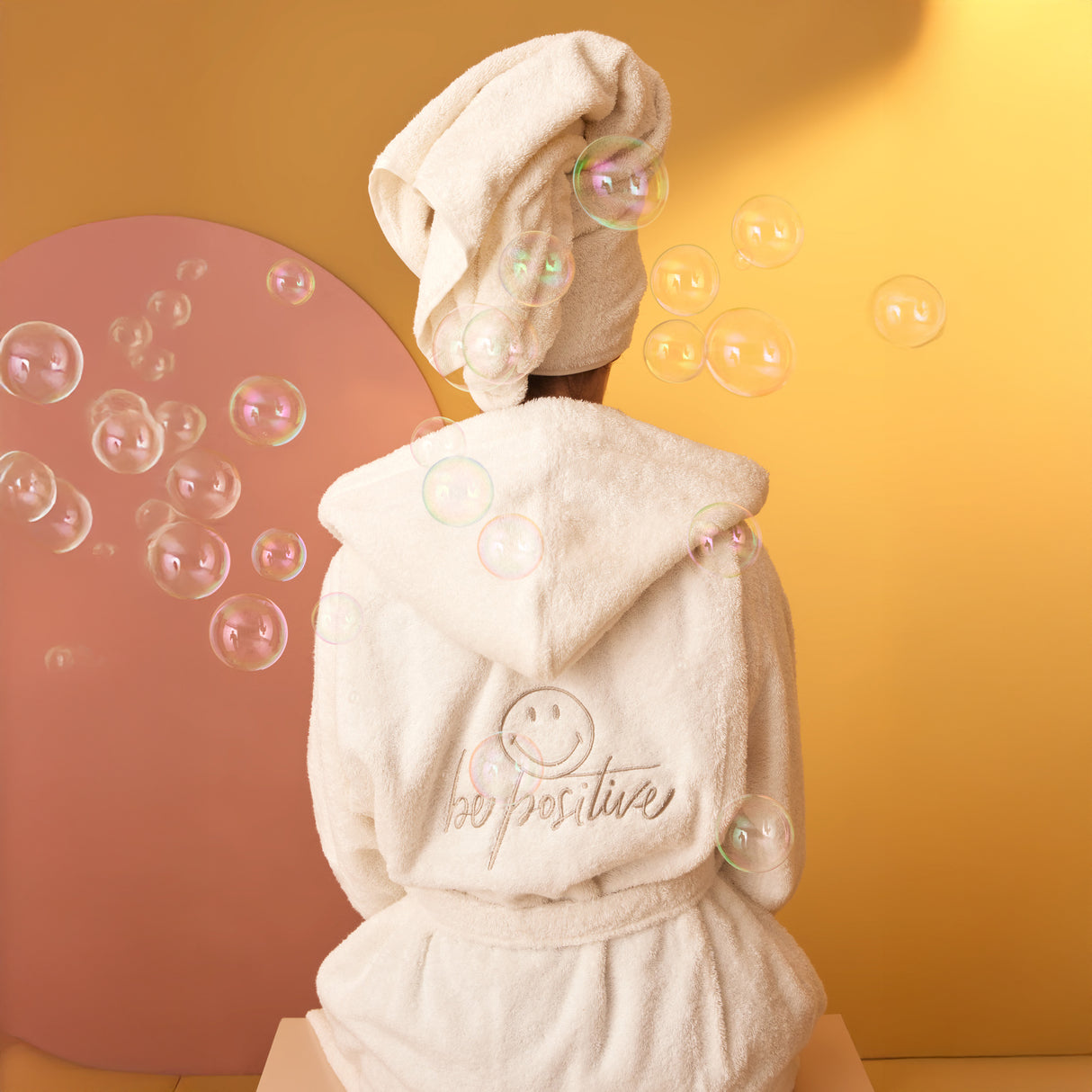 Accappatoio con Cappuccio in Spugna di Cotone - Be Positive