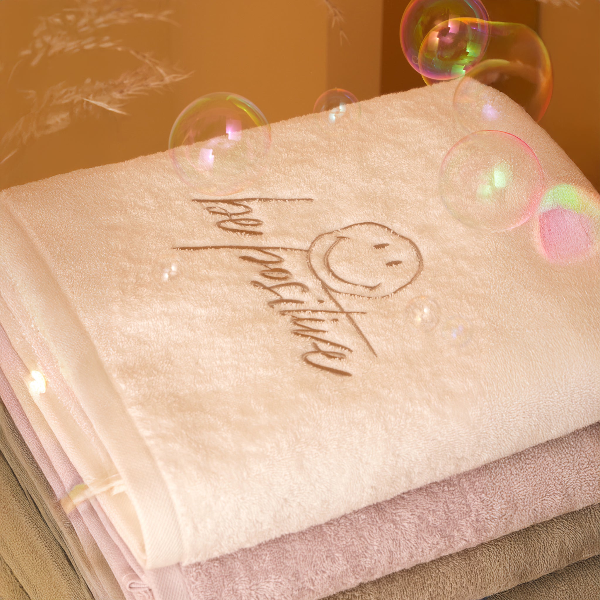 Telo Bagno in Spugna di Cotone Ricamato - Be Positive