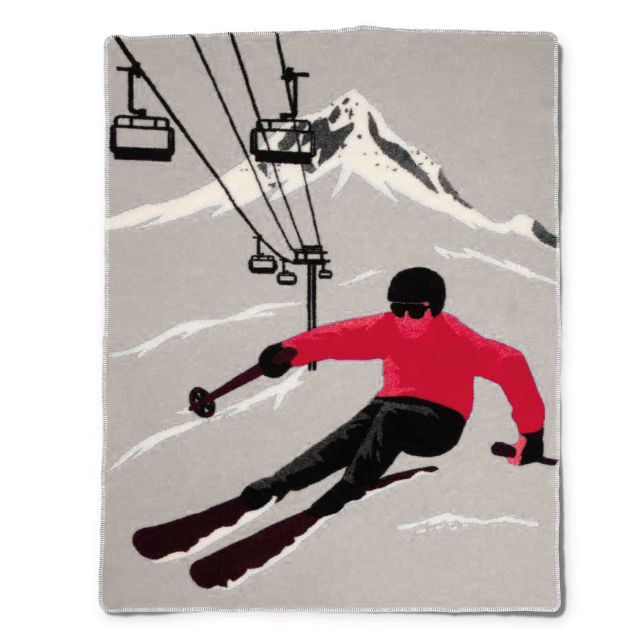 Plaid in Lana Cotta Fantasia Sci in Montagna - Sciatore