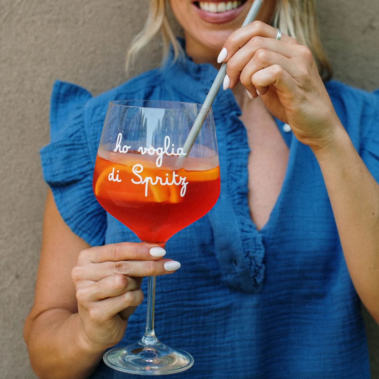 Set 2 Calici da Cocktail in Vetro Serigrafati - Ho voglia di Spritz