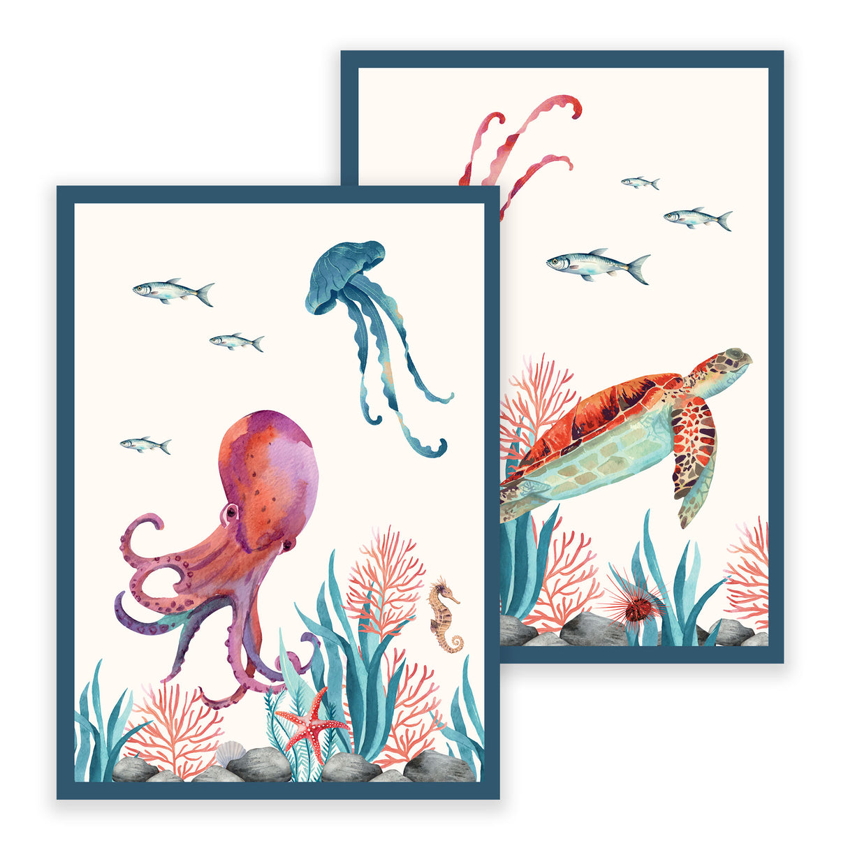 Set 2 Canovacci in Puro Cotone - Fondale Marino