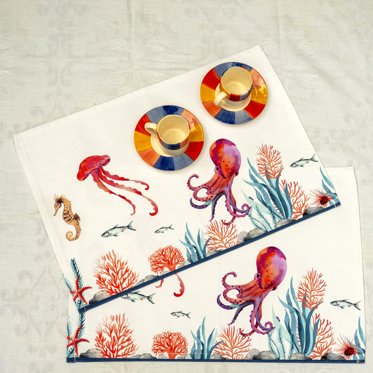 Set 2 Americani in Puro Cotone - Fondale Marino