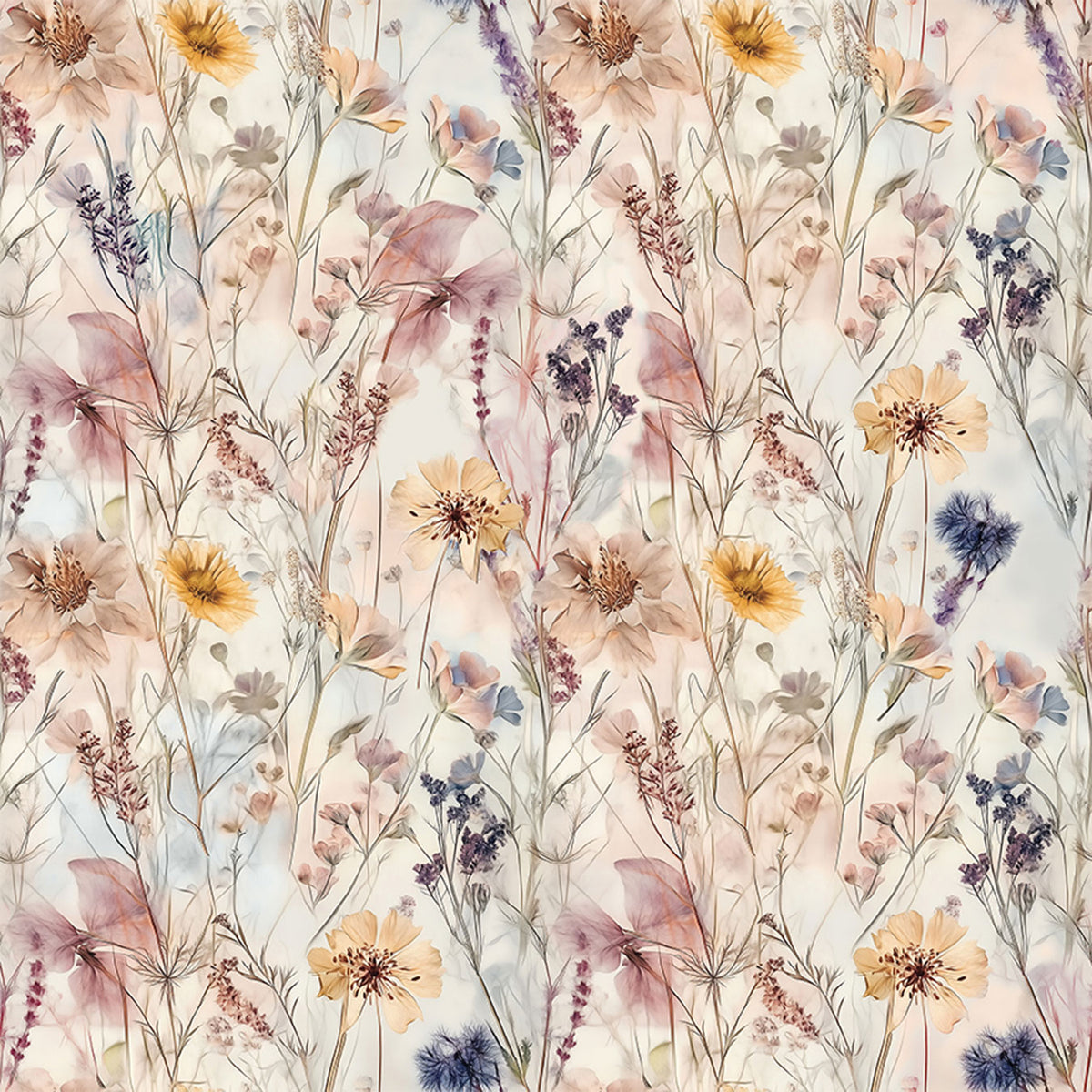 Completo Lenzuola Copriletto in Percalle di Cotone con Stampa Floreale - Dried Flowers
