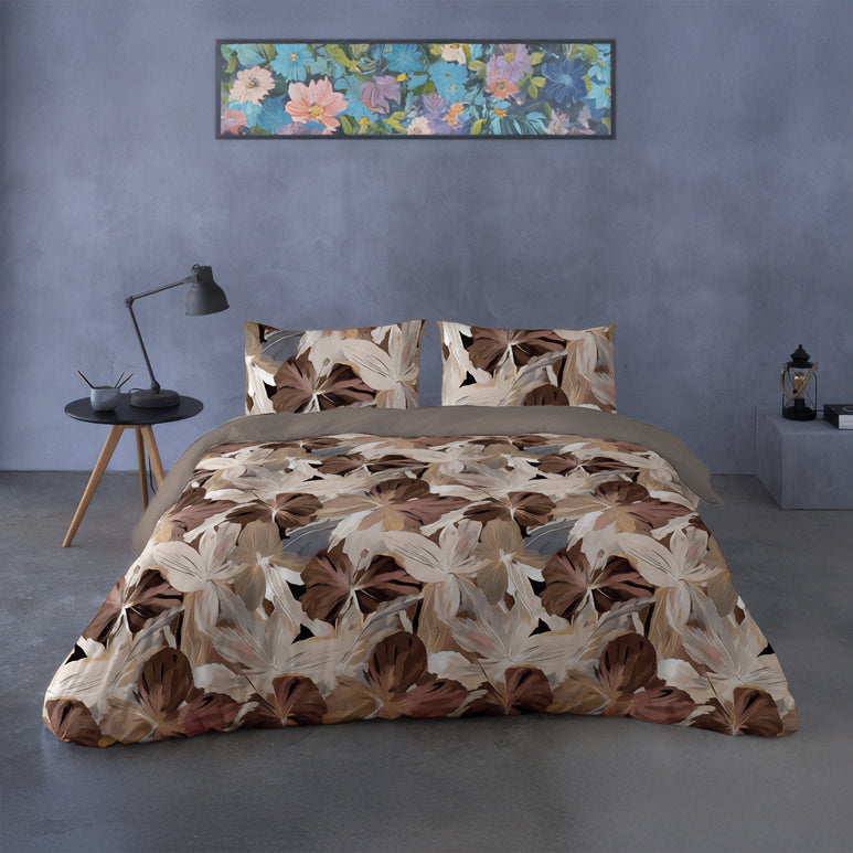 Parure Copripiumino in Percalle di Cotone con Stampa Floreale - Henna