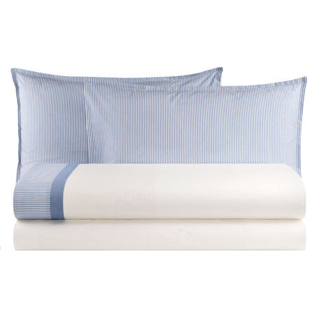 Completo Lenzuola in Puro Cotone con Bordo Rigato Tinto in Filo - Taormina