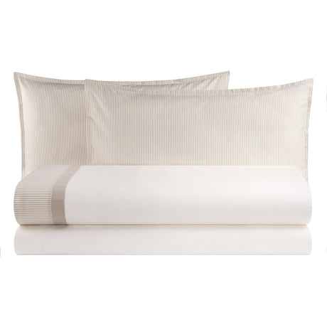 Completo Lenzuola in Puro Cotone con Bordo Rigato Tinto in Filo - Taormina