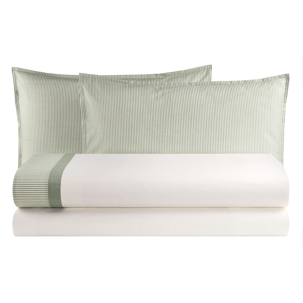 Completo Lenzuola in Puro Cotone con Bordo Rigato Tinto in Filo - Taormina