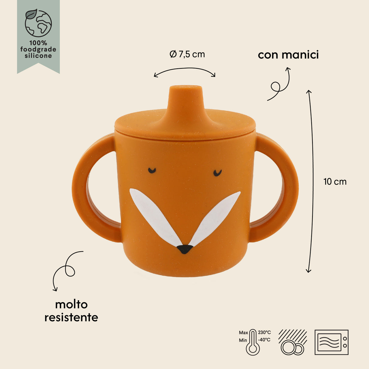Tazza Sippy in Silicone - Mr. Fox