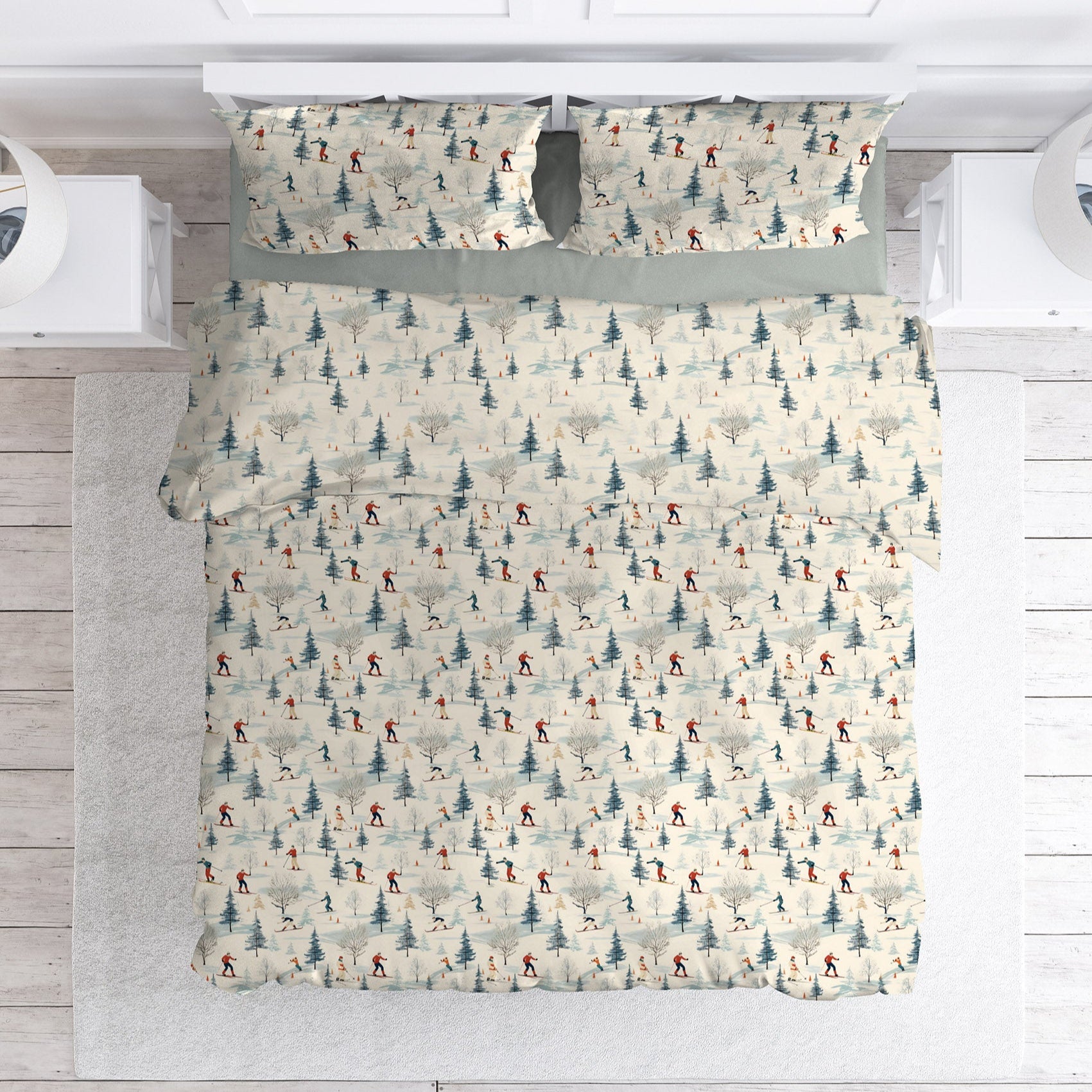 Parure Copripiumino in Percalle di Cotone Doubleface Fantasia Boschi - Vuoristo