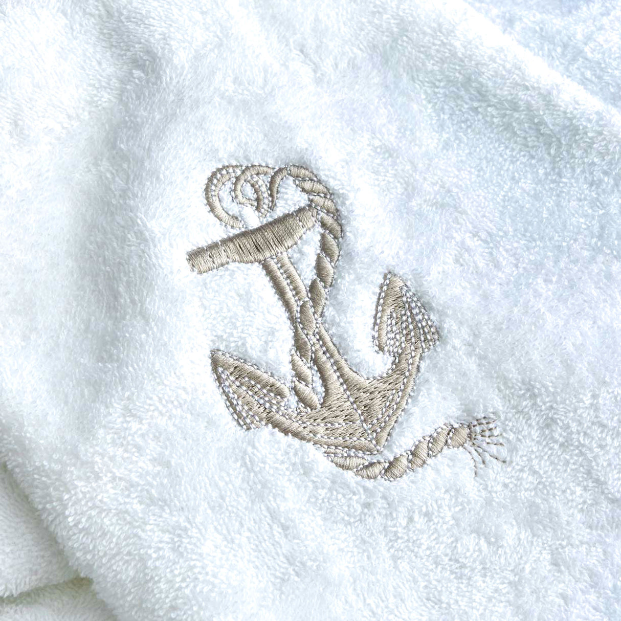 Telo da bagno in Spugna di Cotone con Ricamo - Ancora