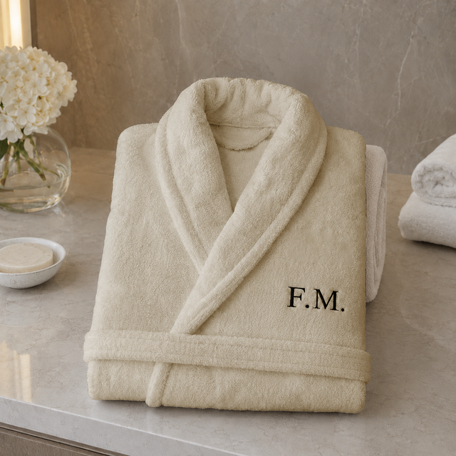 Accappatoio in Spugna con Collo a Scialle - Perla