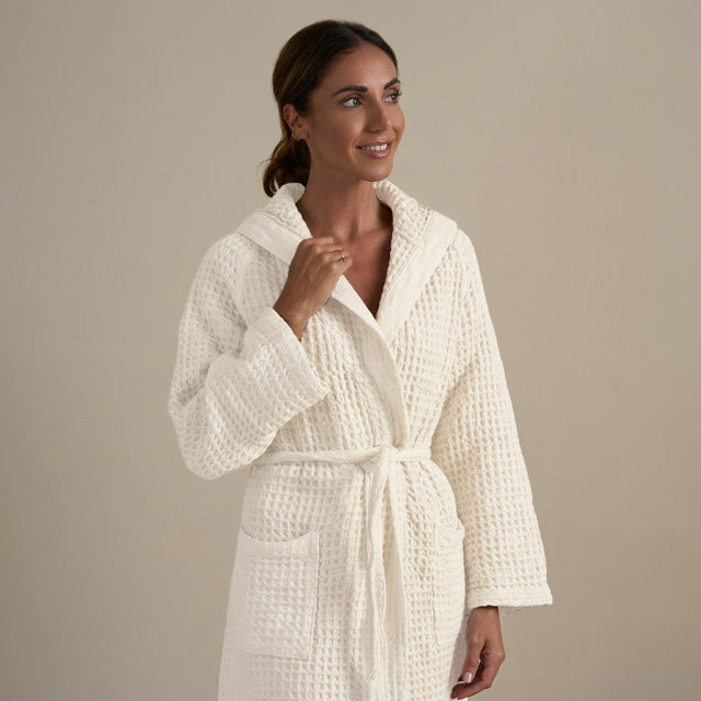 Accappatoio con Cappuccio Nido d'Ape in Puro Cotone - Jaspy