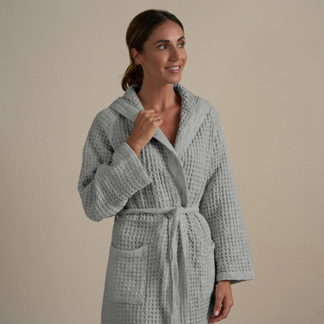 Accappatoio con Cappuccio Nido d'Ape in Puro Cotone - Jaspy