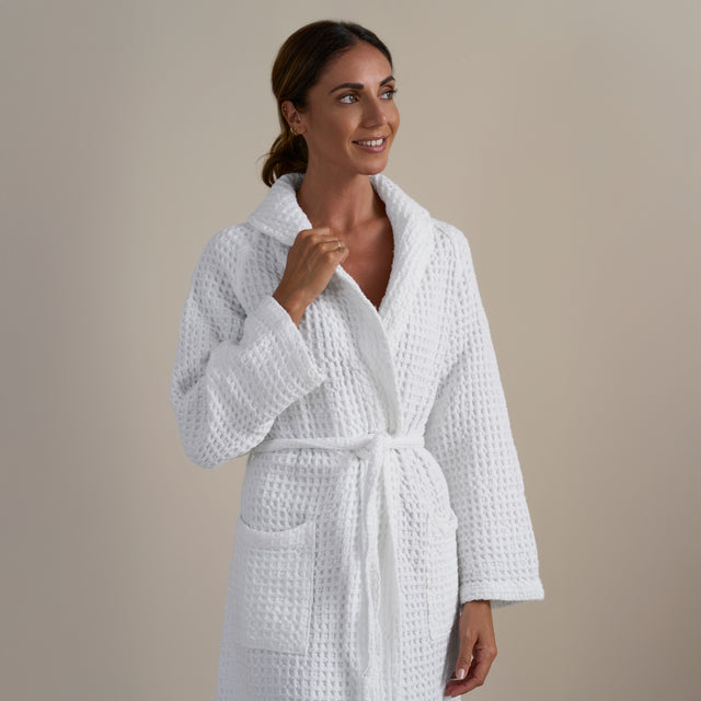 Accappatoio con Cappuccio Nido d'Ape in Puro Cotone - Jaspy