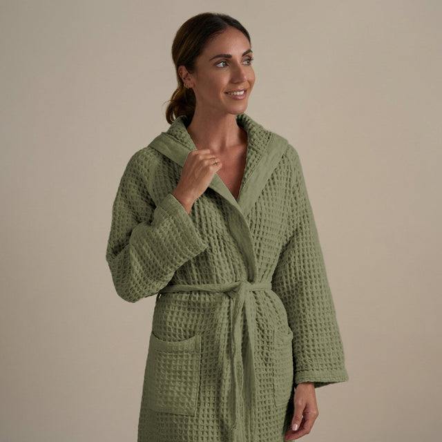 Accappatoio con Cappuccio Nido d'Ape in Puro Cotone - Jaspy