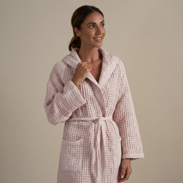 Accappatoio con Cappuccio Nido d'Ape in Puro Cotone - Jaspy