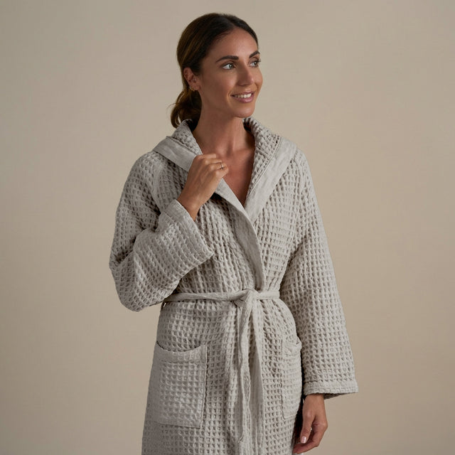 Accappatoio con Cappuccio Nido d'Ape in Puro Cotone - Jaspy