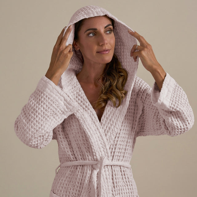 Accappatoio con Cappuccio Nido d'Ape in Puro Cotone - Jaspy