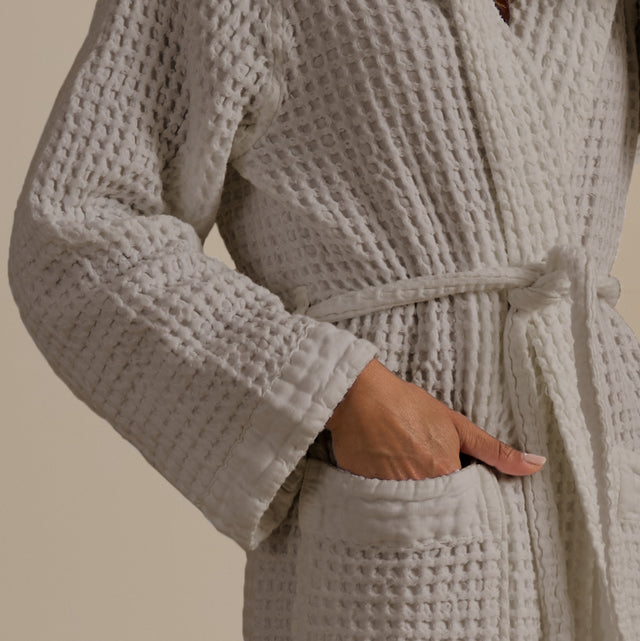 Accappatoio con Cappuccio Nido d'Ape in Puro Cotone - Jaspy