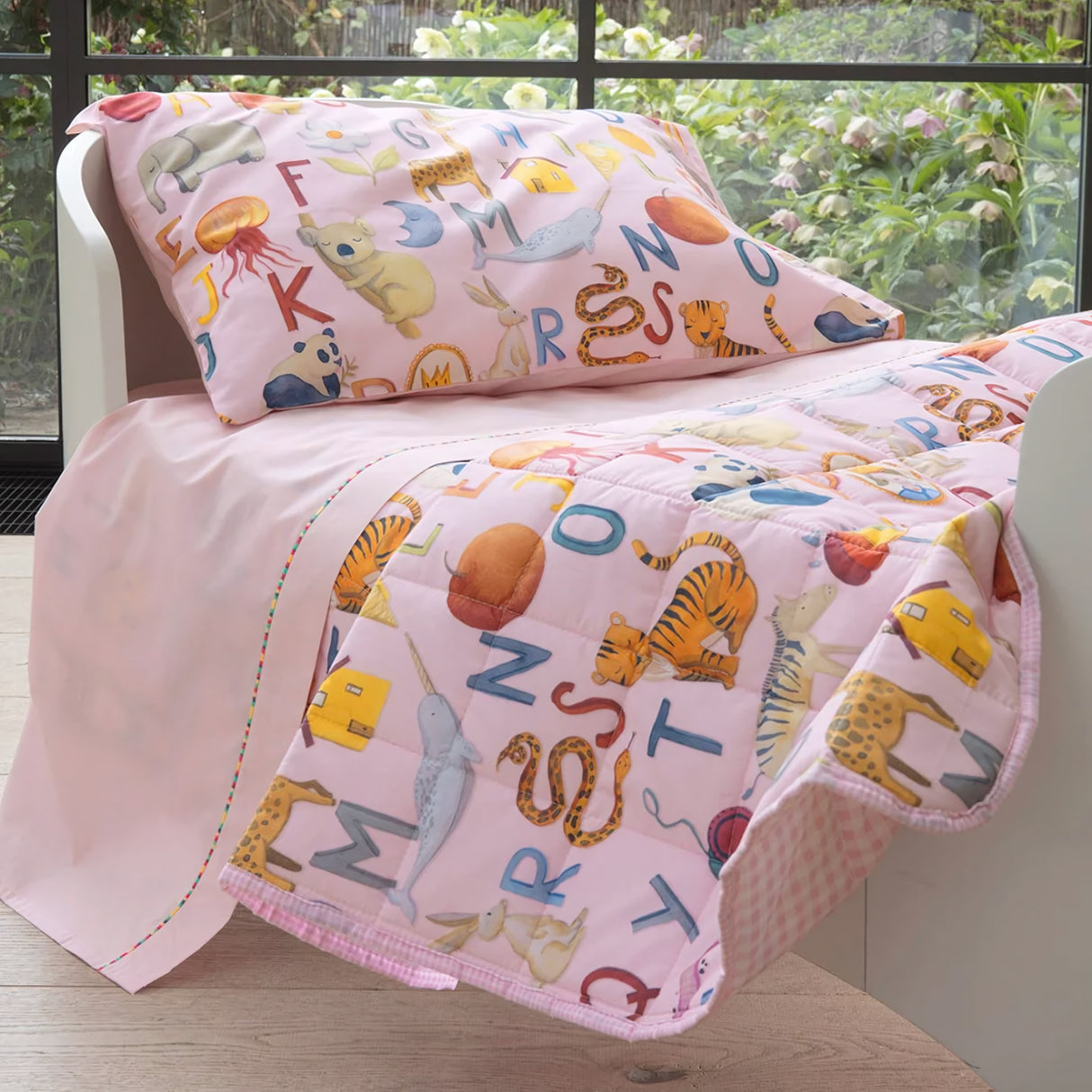 Completo Copripiumino per Lettino in Percalle di Cotone - Alfabeto