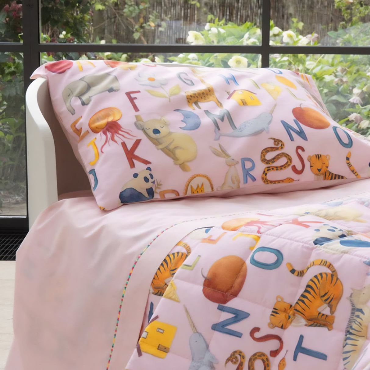 Completo Lenzuoline per Lettino in Percalle di Cotone - Alfabeto