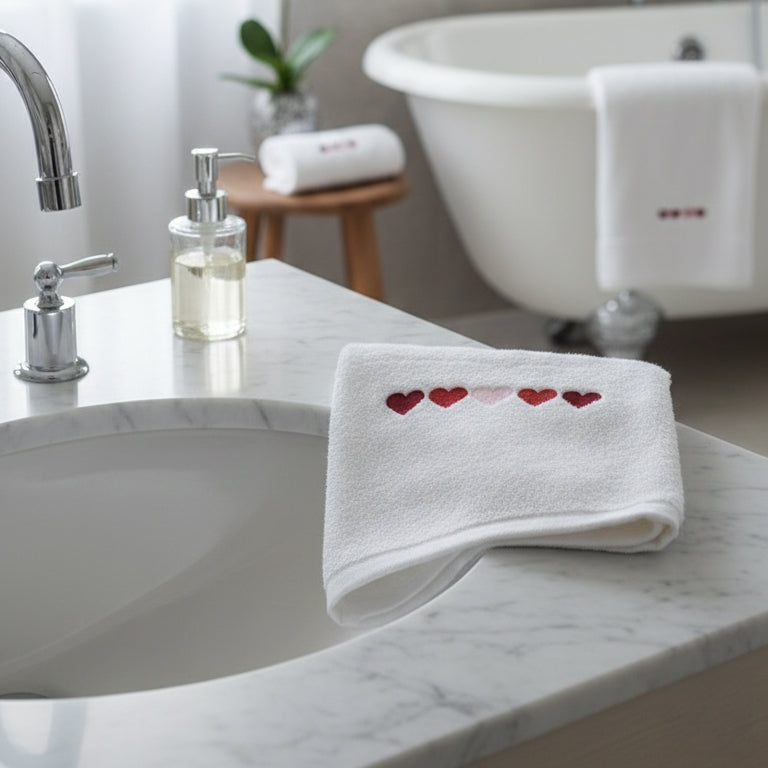 Coppia di Asciugamani in Spugna di Cotone con Ricamo - Valentino