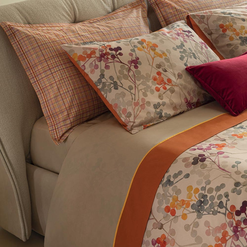 Completo Lenzuola in Flanella Di Cotone Stampata - Bacche