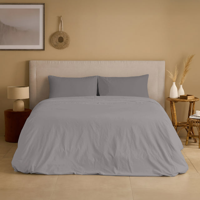 Completo Copripiumino Cotone e Lino StoneWashed No Stiro - Loira