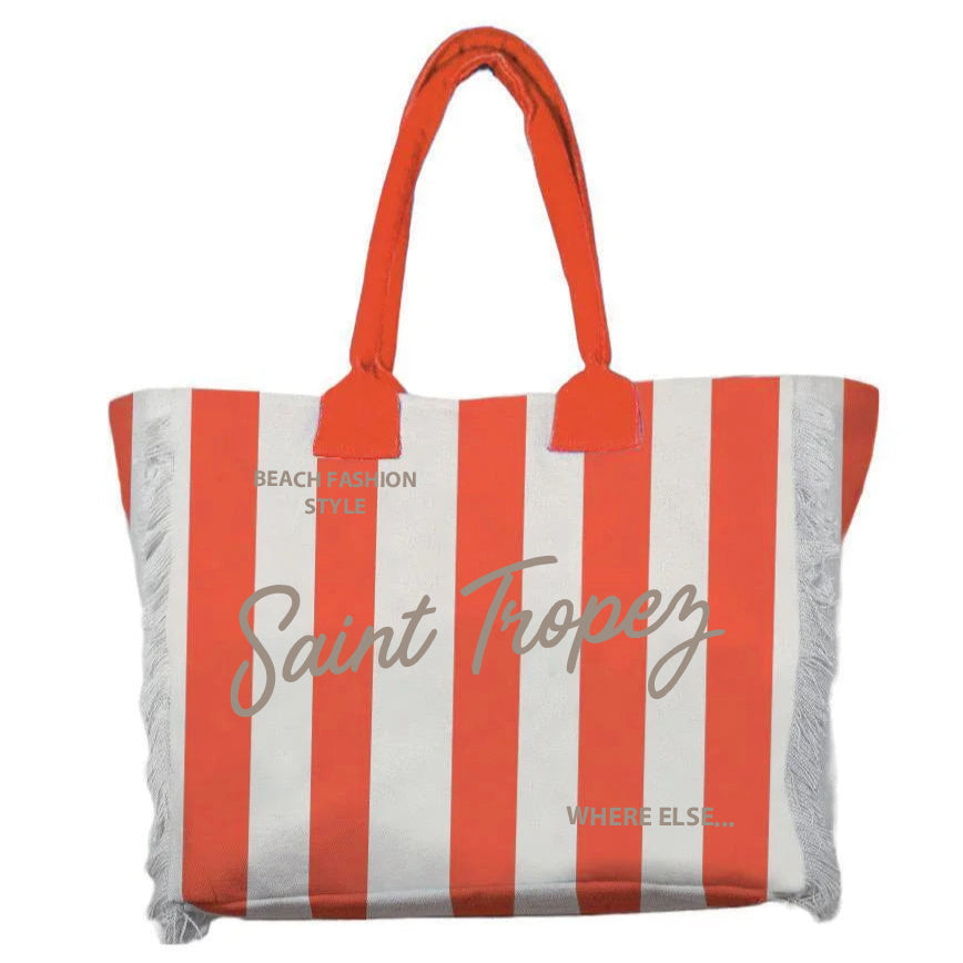 Borsa Mare o Trousse in Puro Cotone Rigata - Rayure