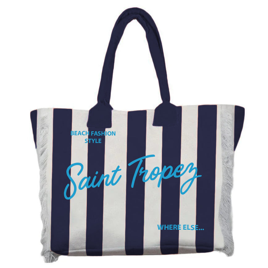 Borsa Mare o Trousse in Puro Cotone Rigata - Rayure