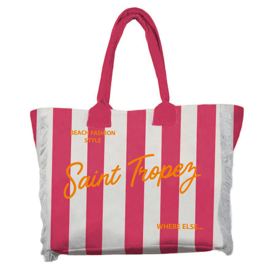 Borsa Mare o Trousse in Puro Cotone Rigata - Rayure