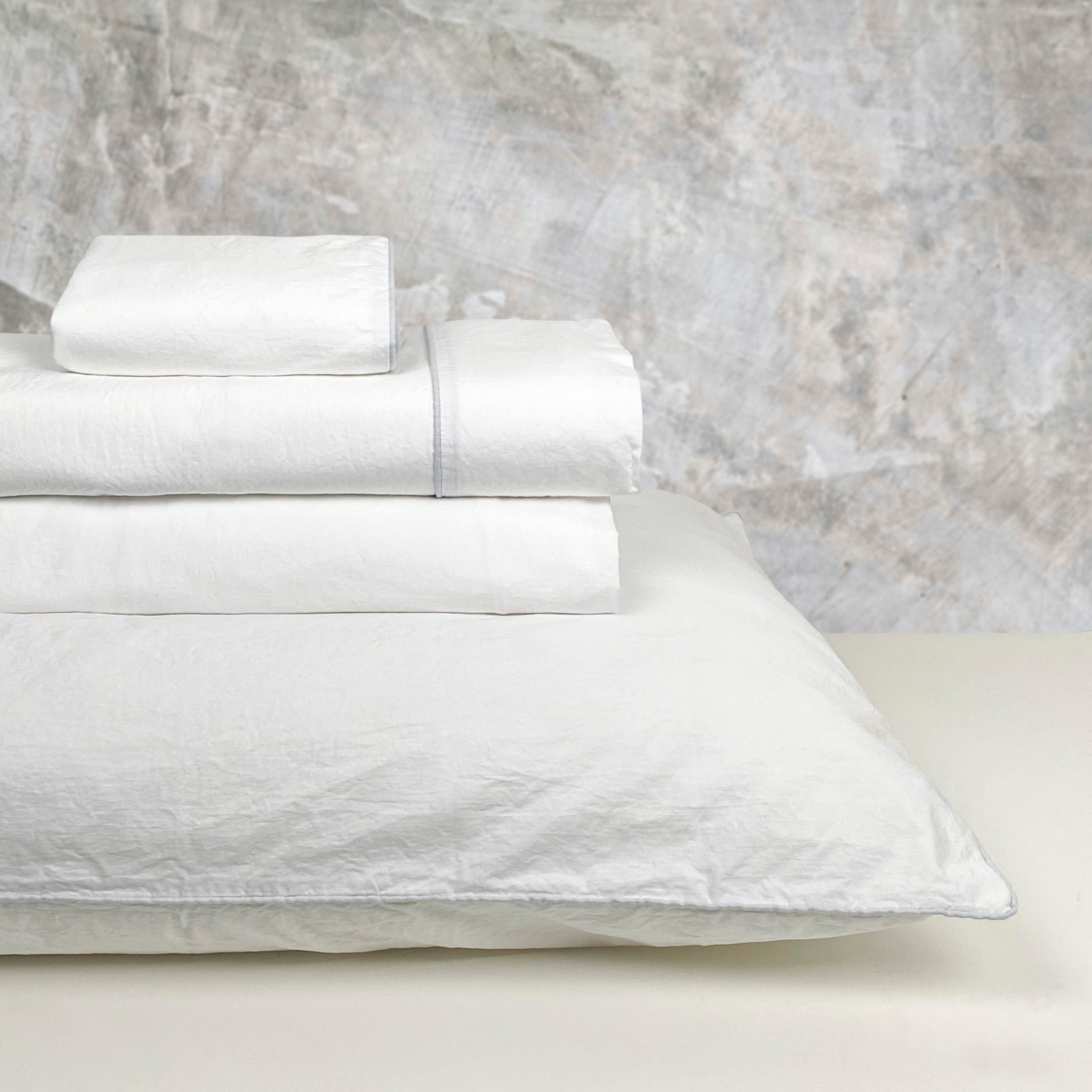 Completo Lenzuola in Percalle di Cotone Stonewashed - Volterra