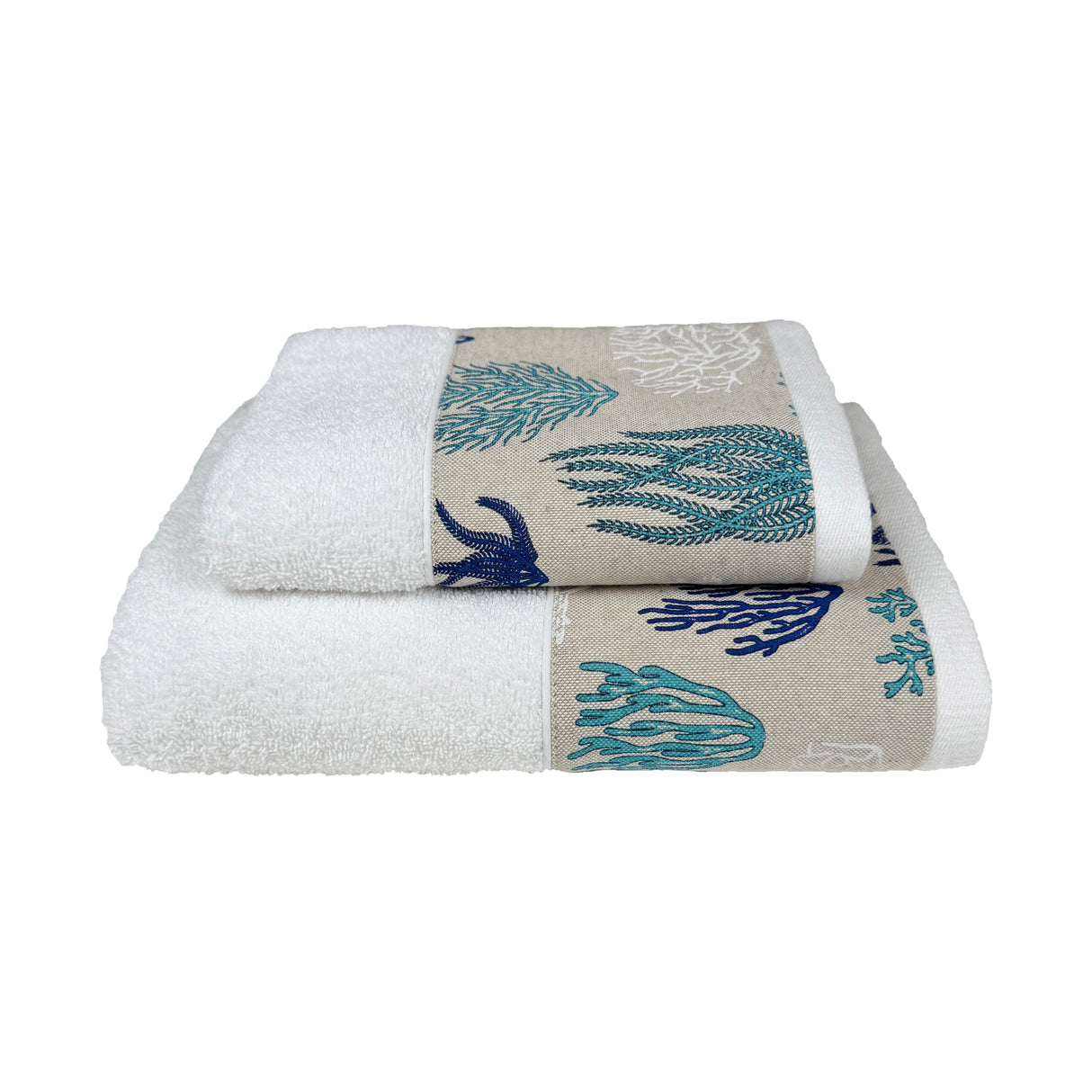 Coppia di Asciugamani in Spugna di Cotone - Vermiglio