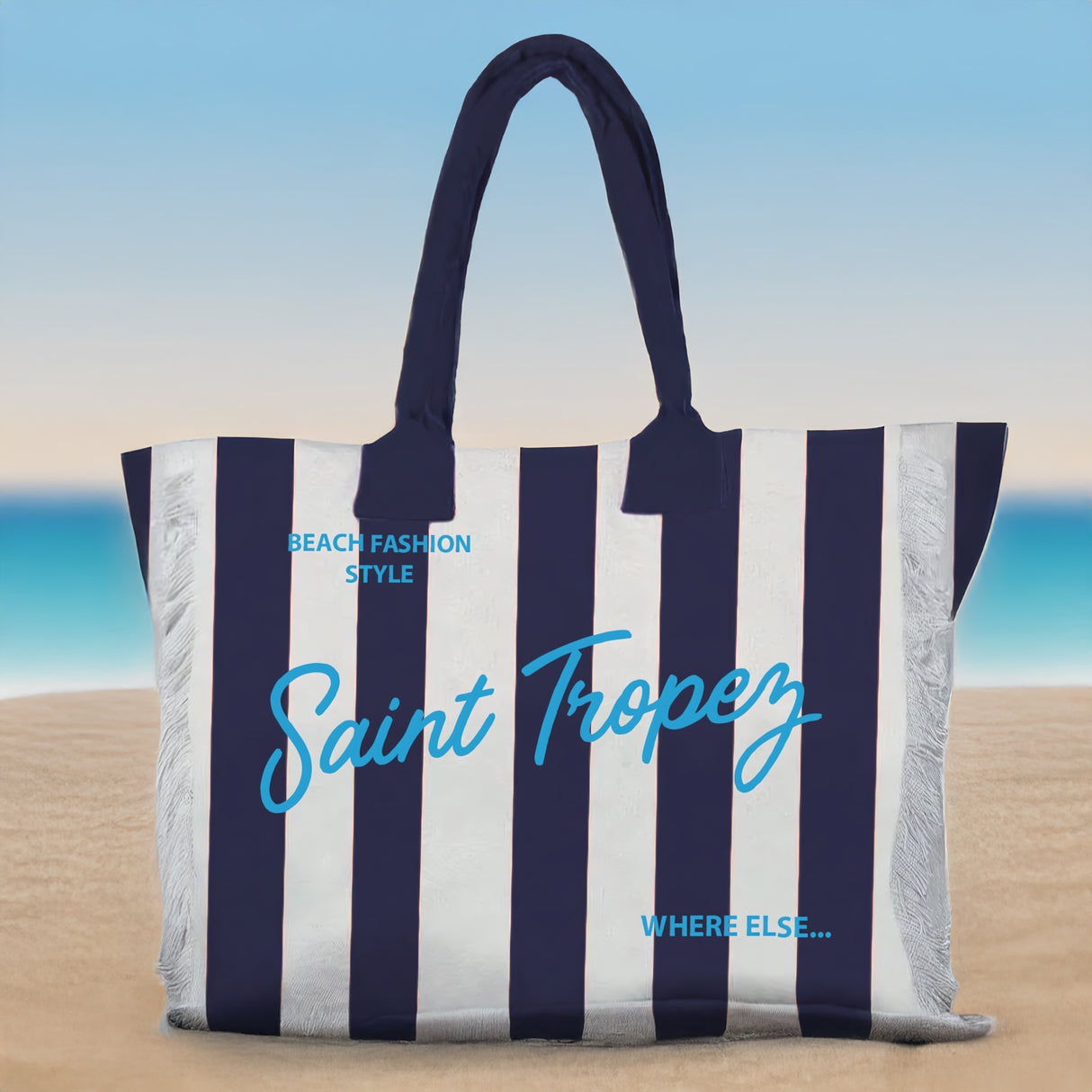 Borsa Mare o Trousse in Puro Cotone Rigata - Rayure