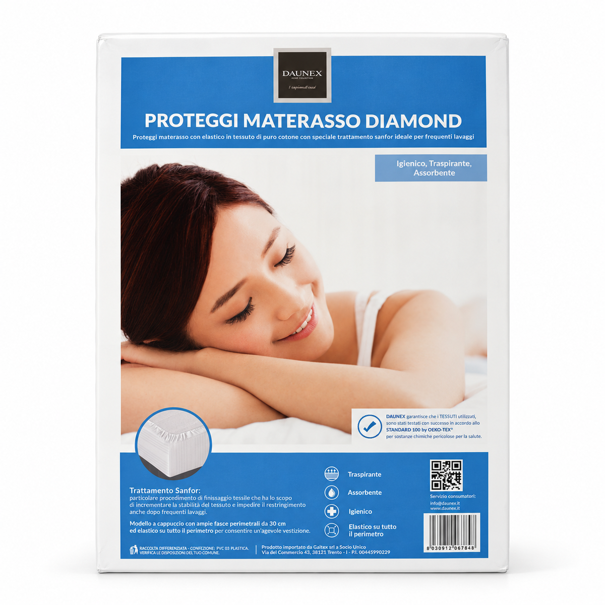 Coprimaterasso in Puro Cotone con trattamento Sanfor - Diamond