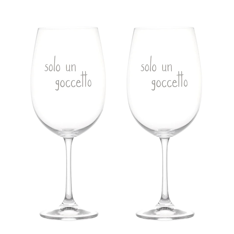 Set 2 Calici Vino in Vetro Serigrafati - Solo un Goccetto