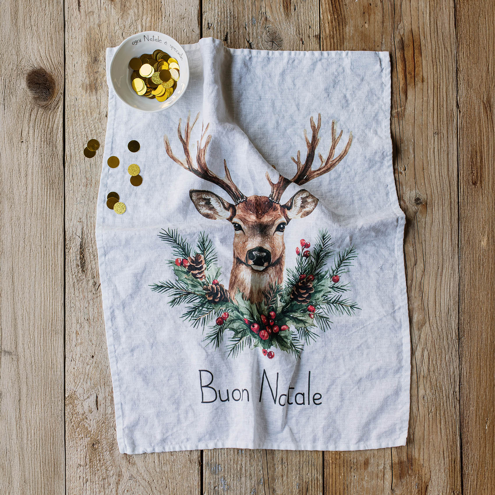 Canovaccio in Lino Stonewashed - Buon Natale