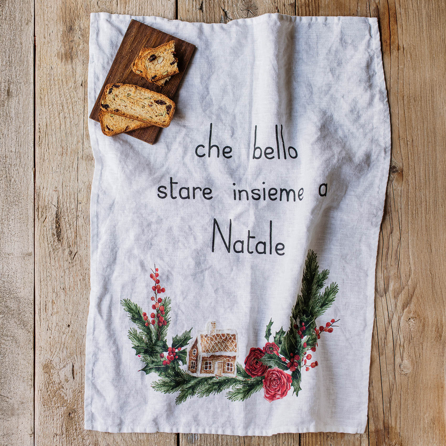 Canovaccio in Lino Stonewashed - Che Bello Stare Insieme a Natale